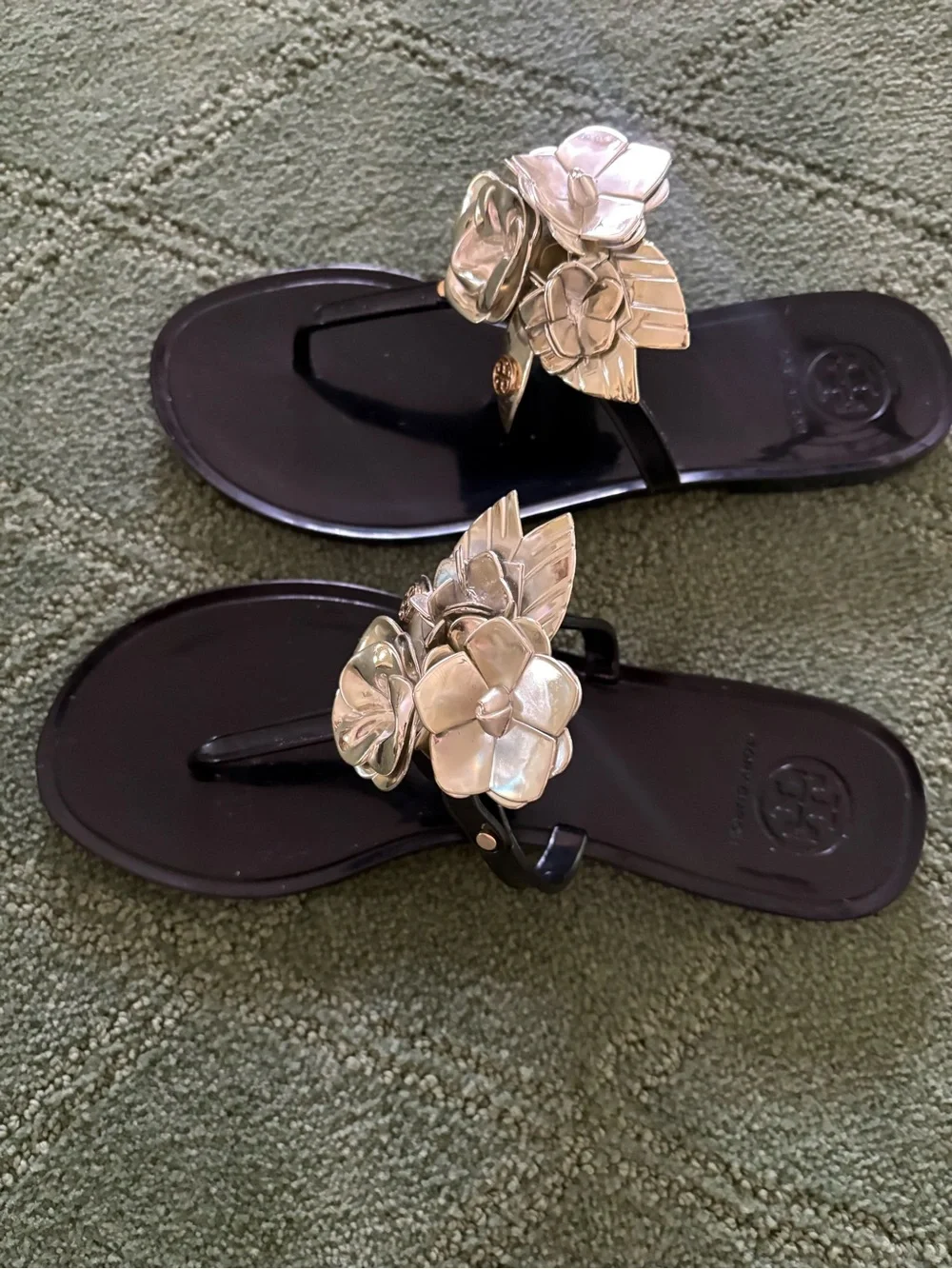 Tory Burch Blossom Black/Gold Flip Fops